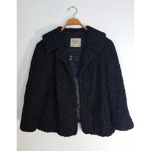 1960s Vintage Black Persian Lamb Fur Coat Persian Lamb Coat Size M